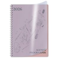 Agenda A4 pentru programari datata zilnic 2026 192 pagini, spirala, coperta carton model Pink si supracoperta PriPlak