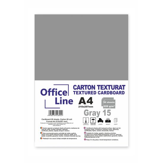 Carton texturat A4 220g gri 15 top. 20 coli