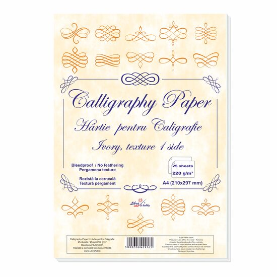 Hartie ivory pentru caligrafie, suprafata texturata 25 coli 220g