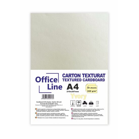 Carton A4 220gr texturat culoare ivory top.20 coli