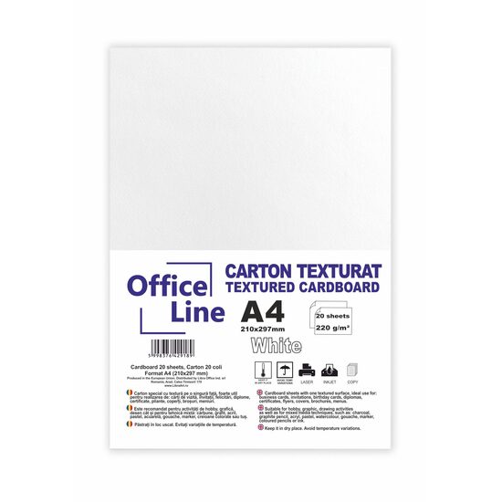 Carton A4 220gr texturat, culoare alb top.20 coli