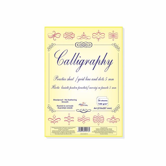 8+2 GRATIS Hartie caligrafie liniata caroiaj cu puncte 5mm set 30 coli de 120g