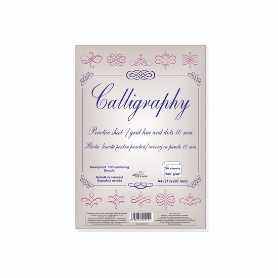 8+2 GRATIS Hartie caligrafie liniata caroiaj cu puncte 10mm set 30 coli de 120g