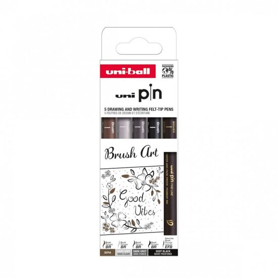 LINER UNI PIN SET 5 BRUSH ART ASP014