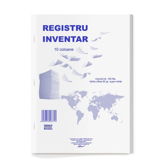 18+2 GRATIS! Registru inventar 10 coloane A4 carnet 100 file