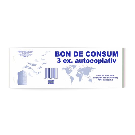 18+2 GRATIS! Bon de consum autocopiativ 3 exemplare carnet 50 set 
