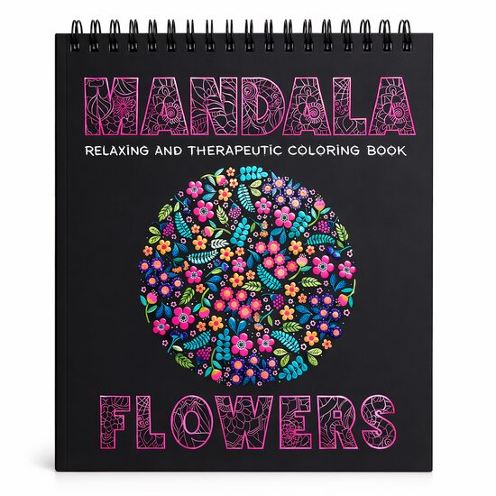 Carte de colorat 31X31 Mandala - Flowers - 25 file 170g spirala