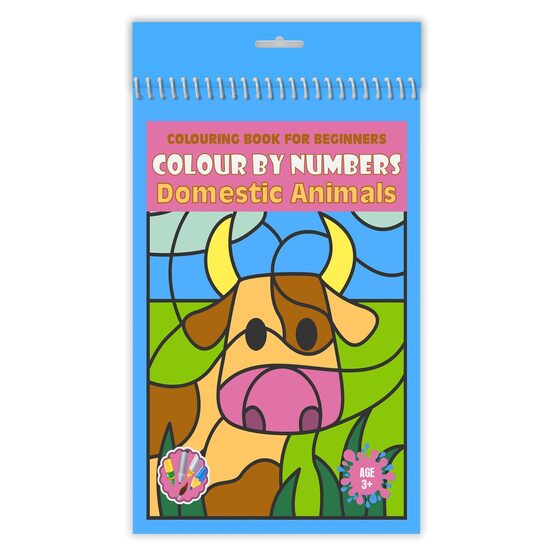 4+1 GRATIS! Carte de colorat pe numere A4 24F - Domestic Animals 3+