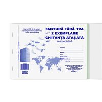 18+2 GRATIS! Factura A5 2 exemplare fara TVA cu chitanta atasata autocopiativa