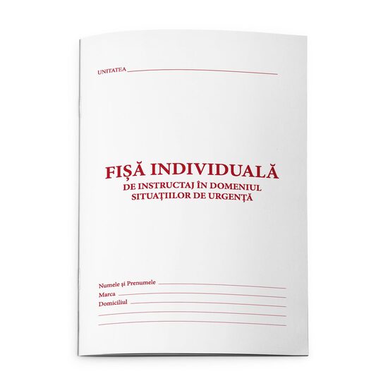 SET 50 Fisa de instruire individuala in domeniul situatiilor de urgenta SSU