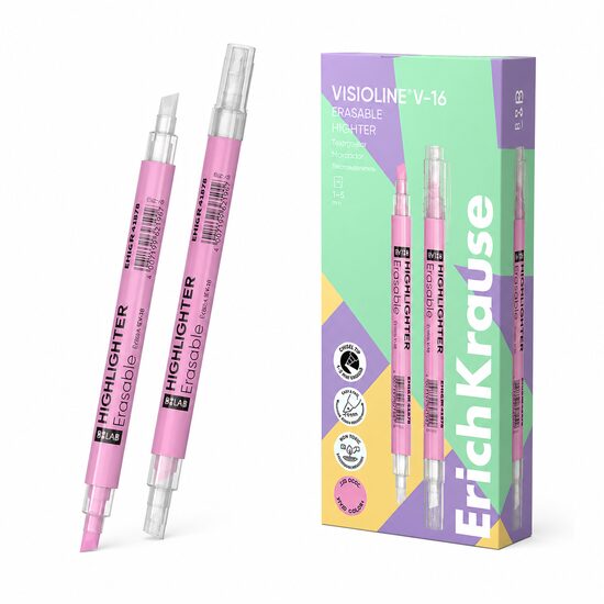 TEXTMARKER CU STERGERE VISIONLINE V-16 ROZ EK 60792