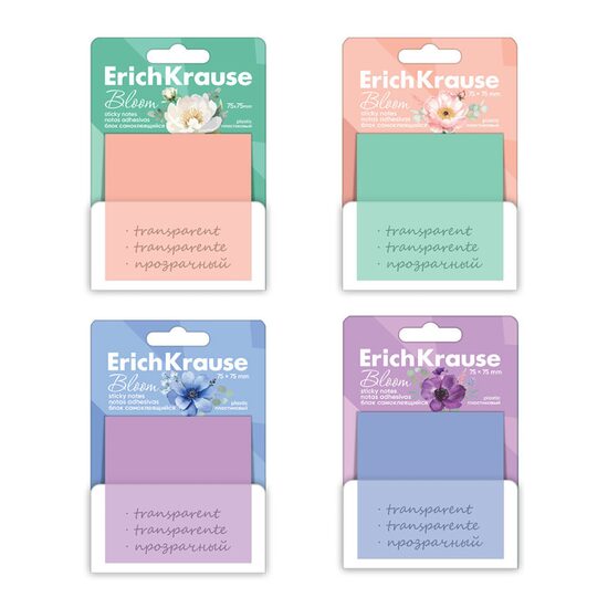 NOTES ADEZIV PLASTIC 75X75MM PASTEL BLOOM EK 61580