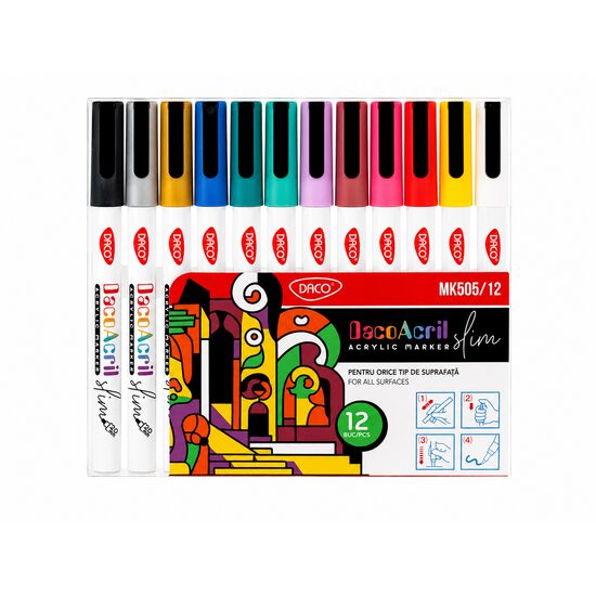 MARKER ACRILIC SLIM DACO SET 12 MK505/12