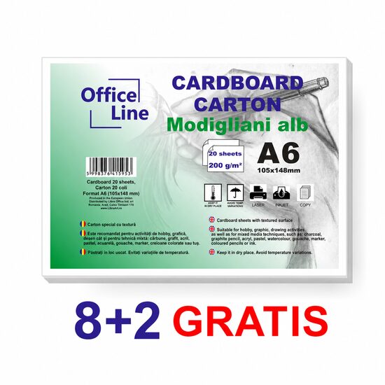 8+2 GRATIS Carton A6 200gr Modigliani Alb top.20 coli 