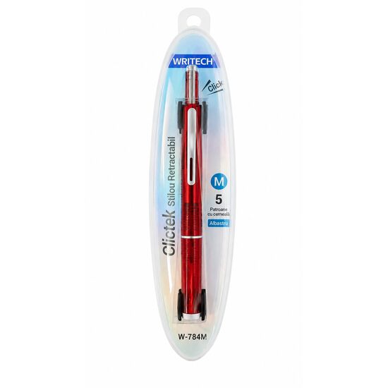 STILOU RETRACTABIL WRITECH M ROSU + 5 PATROANE W-784
