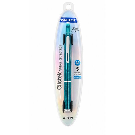 STILOU RETRACTABIL WRITECH M VERDE + 5 PATROANE W-784
