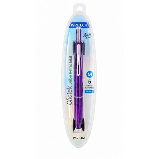 STILOU RETRACTABIL WRITECH M VIOLET + 5 PATROANE W-784