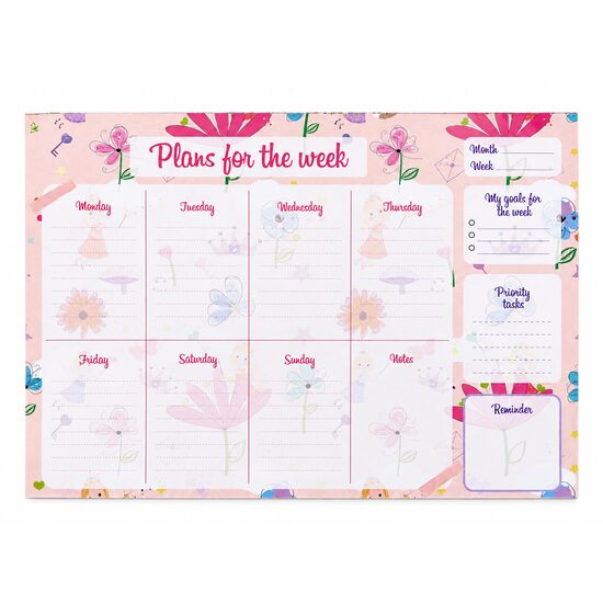 Planner Săptămânal A4 - 50 File, Design Zâne și Flori