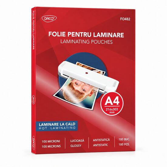 Folie de Laminat A4, 100 Microni, Daco, FO482