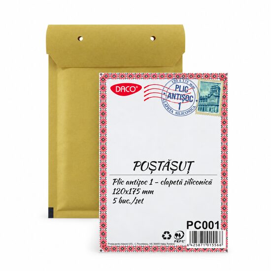 Set 5 Bucăți Plic Antișoc Nr. 1 120x175 mm, Daco, PC001