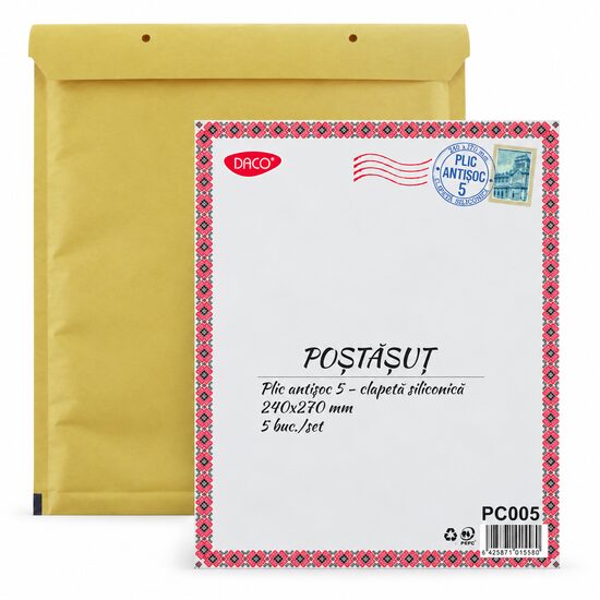 Set 5 Bucăți Plic Antișoc Nr. 5 240x270 mm, Daco, PC005