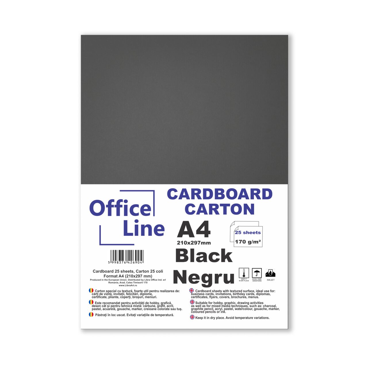 House Of Card & Paper HCP134 - Cartoncino Nero A4 210 Gsm - 50 Fogli, Finitura Liscia Per Craft E Stampanti
