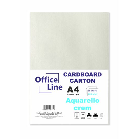 Carton A4 200gr Aquarello crem top.20 coli