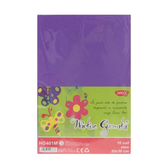 Hartie gumata HG401M 20x30 cm 10 coli mov DACO