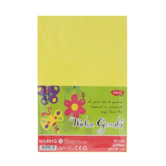 Hartie gumata HG401G 20x30 cm 10 coli galben DACO