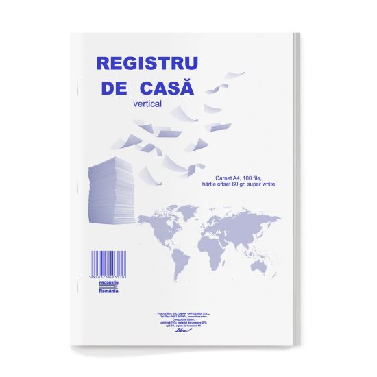 Registru de casa A4 vertical, carnet 100 file