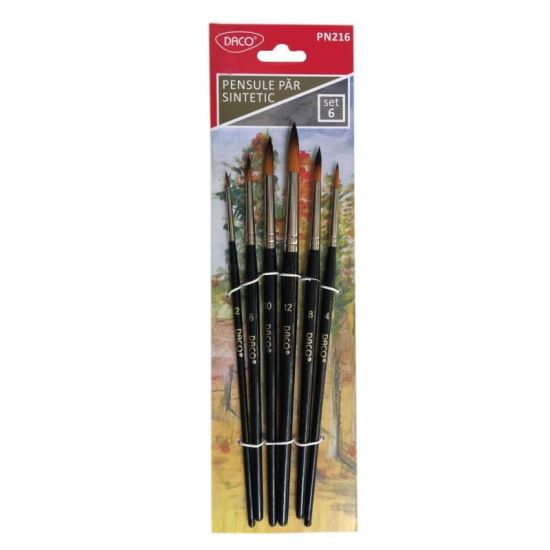 Pensule set 6 par sintetic rotund DACO - PN216