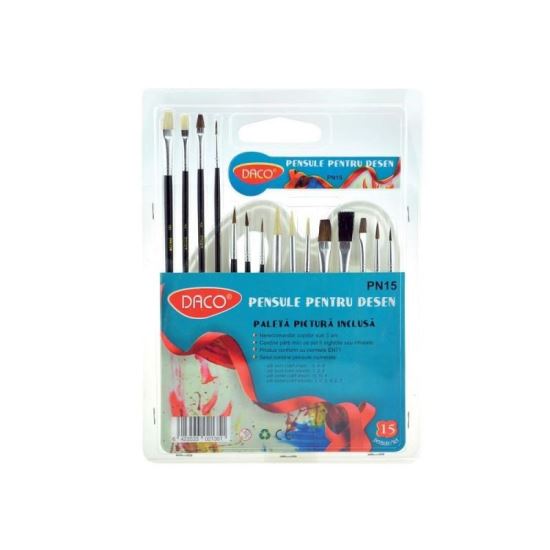 Pensula set 15 paleta acuarela inclusa DACO PN 15 