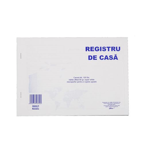 Registru de casa orizontal, A4 carnet 100 file