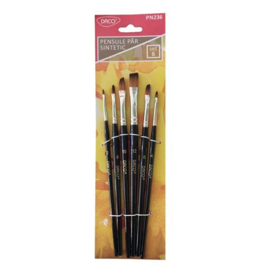 Pensule set 6 par sintetic oblic DACO - PN236