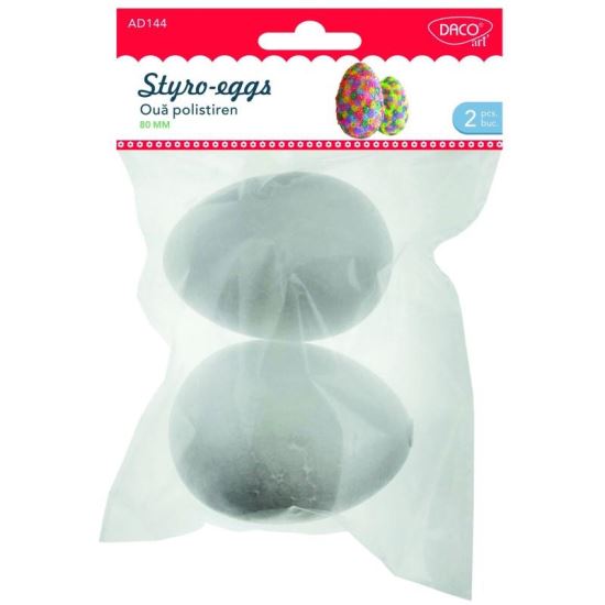 Accesorii craft - AD144 Oua polistiren 8cm Set2 DACO