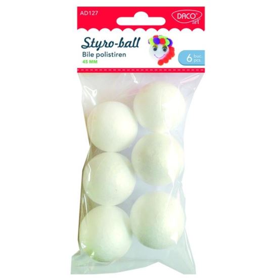 Accesorii craft - AD127 Bile polistiren 4.5cm Set6 DACO