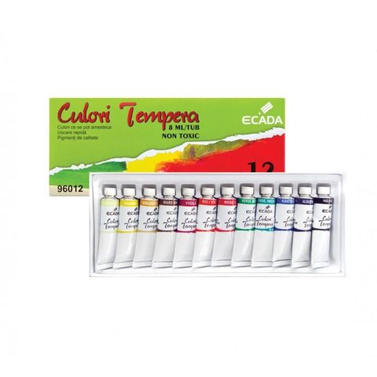 Culori tempera 12 culori Ecada - 96012
