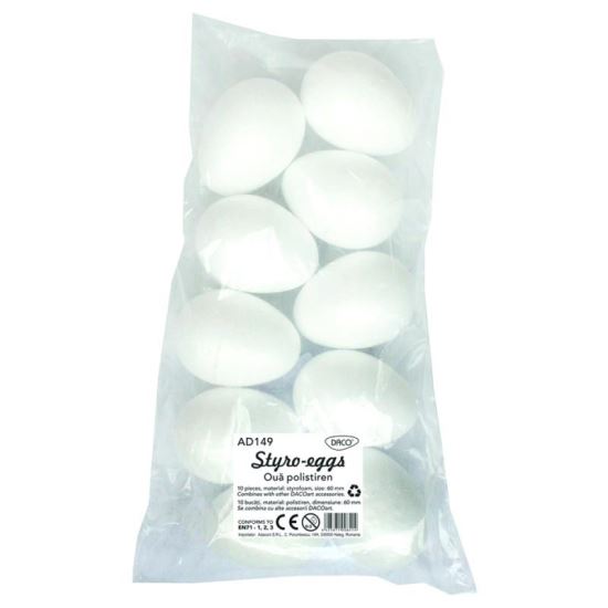 Accesorii craft - AD149 Oua polistiren 6cm Set10 DACO