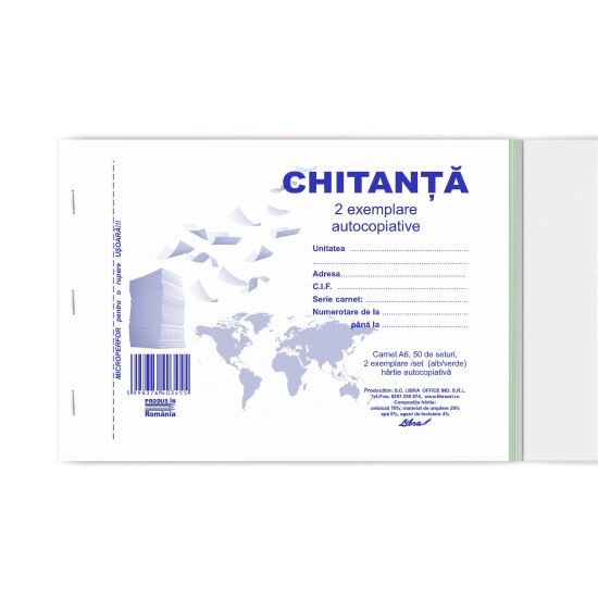 Chitantier A6 2 in exemplare autocopiative 100 file (chitanta)
