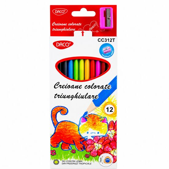 Creion color 12 culori triunghiular DACO - CC312T