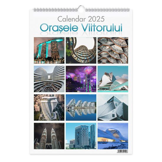 Calendar 2025 Orasele Viitorului, 13 file carton lucios, 32x45 cm