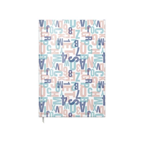 Agenda A5 nedatata, Letters Puzzle, coperta buretata lucioasa 208 pagini