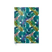 Agenda A5 nedatata, Tropical Leaves, coperta buretata lucioasa 208 pagini