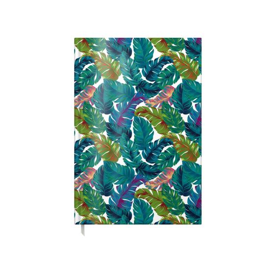 Agenda A5 nedatata, Tropical Leaves, coperta buretata lucioasa 208 pagini