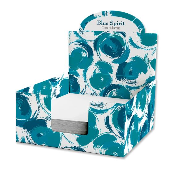 Cub hartie in cutie carton, 9X9cm, Blue Spirit