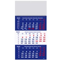 Calendar triptic A3 2025 12 file hartie lucioasa, albastru si rosu