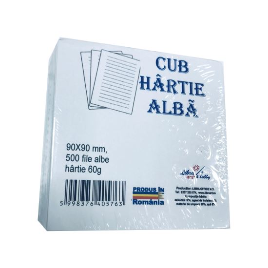 Cub hartie alba 9/9cm, 500 file, infoliat