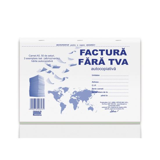 Factura A5 fara TVA 3 EX. 150F Autocopiativ