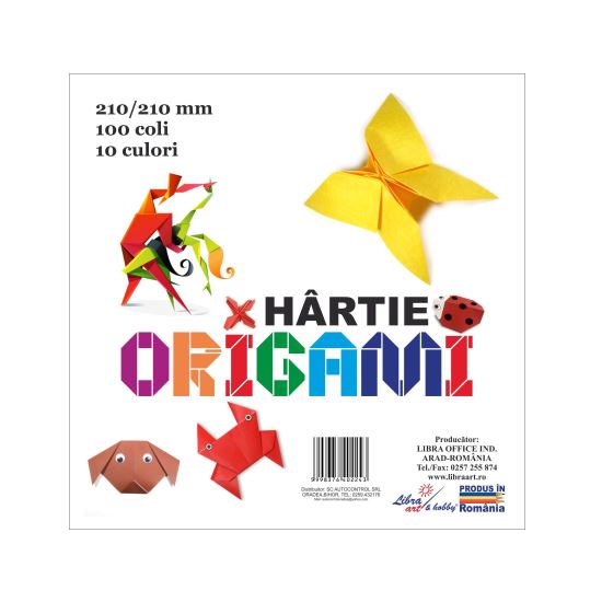 Hartie origami 21x21 cm 100 coli 10 culori