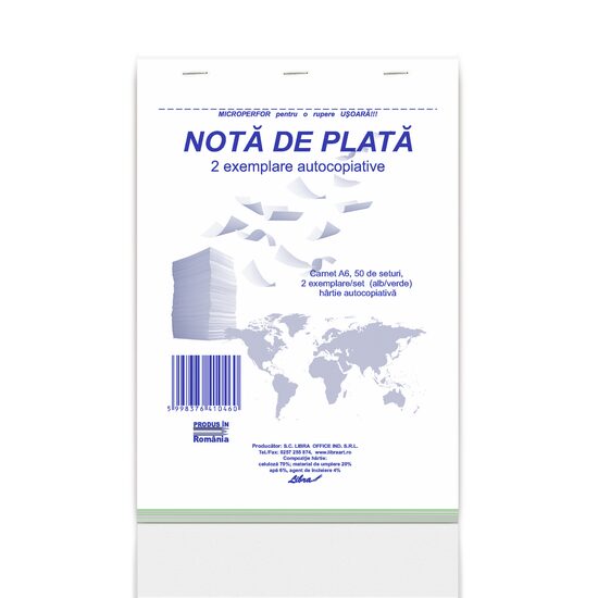 Nota de plata A6 in 2 exemplare autocopiative 100 file